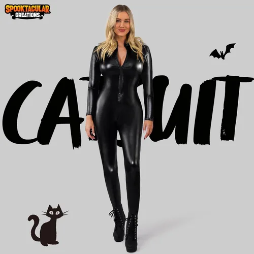 Vista 2 de Spooktacular Creations - Traje de mujer negro metálico para adultos, disfraz de Halloween, fiesta, cosplay