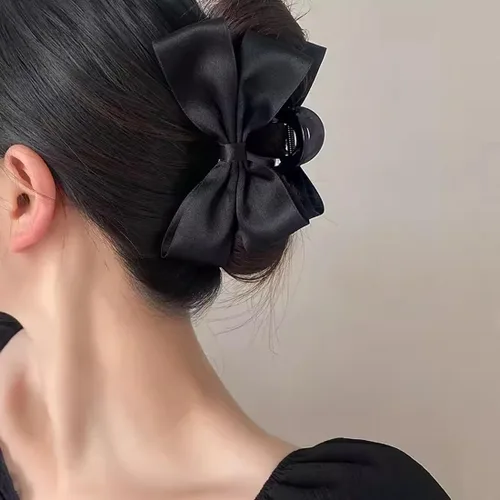 Vista 7 de Pinzas Premium para el Cabello para Mujeres: Pinzas de Garra con Lazo para Cabello Grueso y Delgado, Pinzas Grandes Antideslizantes con Lazo en Negro