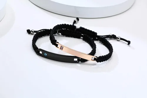 Vista 5 de MEALGUET - Pulseras magnéticas personalizadas para parejas de atracción mutua, pulseras de identificación trenzadas con nombre, conjunto de pulseras
