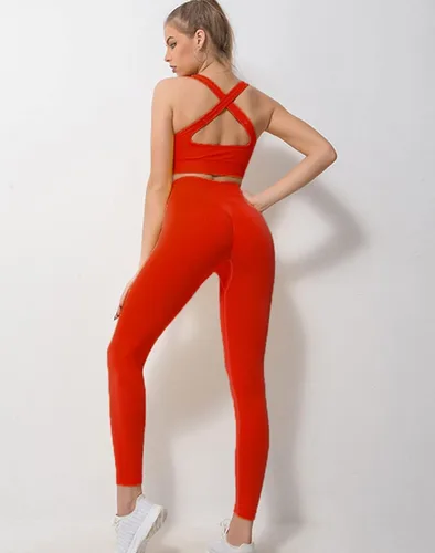 Vista 6 de MATIRD Conjuntos de entrenamiento para mujer 2 piezas sin costuras para yoga gimnasio conjunto de ropa deportiva leggings de cintura alta brasier