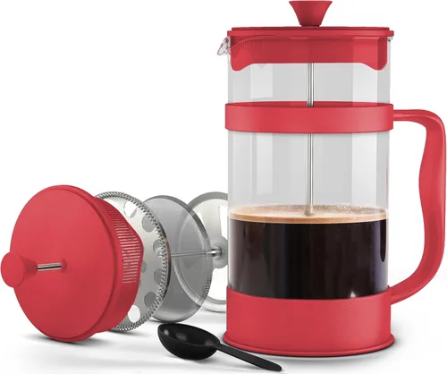 Vista 8 de Utopia Kitchen French Press - Cafetera de café expreso y té con filtros triples, émbolo de acero inoxidable y vidrio de borosilicato resistente al