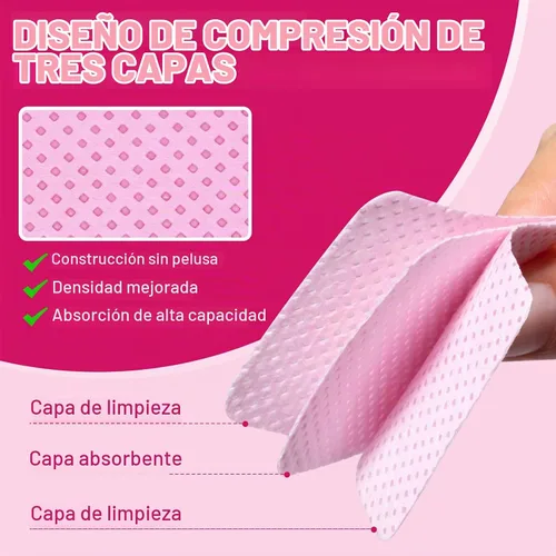 Vista 8 de 1200 toallitas de uñas sin pelusas, toallitas quitaesmalte de uñas Rosa 02
