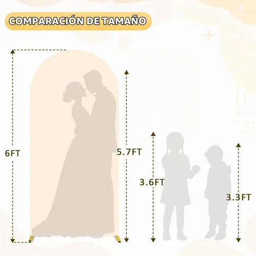 Vista 6 de FUHSY Cubierta de Arco de Boda Beige Cubierta de Arco Tela de Fondo Cubierta de Elastano de Arco de 6 Pies para Pared Arqueada Cubierta de Soporte
