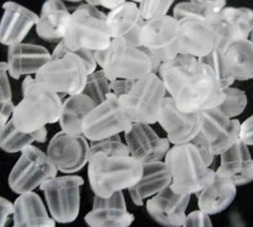 Vista 3 de YOYOSTORE 100 lotes de 0.118 in x 0.472 in de plástico transparente invisible de plástico en blanco Pines de pendientes Post Back Stud Hallazgos Pad