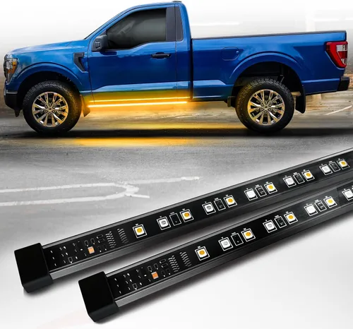 Vista 8 de OPT7 Sidekick - Luces para estribo de 48 pulgadas, 2 tiras LED con señal de giro ámbar, DRL, luz blanca de cortesía para cabina regular, camioneta