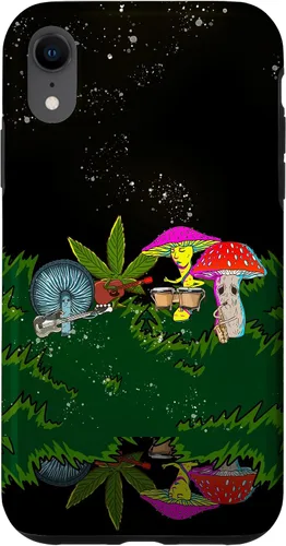 Vista 25 de Jamming Mushrooms Weed - Carcasa para iPhone 17, diseño psicodélico de cannabis 420