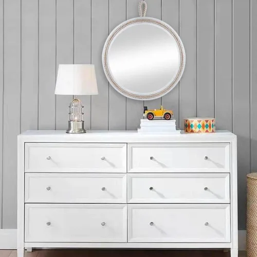 Vista 7 de Espejo decorativo pequeño de 11.4 pulgadas, espejo colgante redondo para pared, espejo de cuerda náutica para baño, oficina, sala de estar, todas