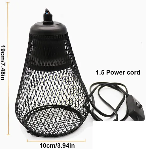 Vista 2 de Lámpara de calor para reptiles, lámpara de calor de 25 a 150 W con pantalla y tubo de hierro antimordeduras, calentador de cerámica infrarroja