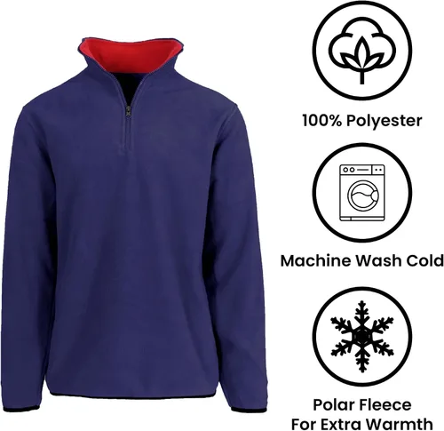 Vista 4 de JH DESIGN GROUP Sudadera Pullover Térmica de Forro Polar con Cremallera de un Cuarto para Hombre de Manga Larga Suéter de Peso Medio en 6