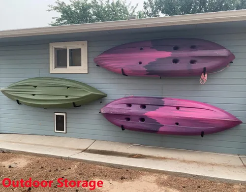 Vista 5 de Estantes de almacenamiento de kayak, ganchos de SUP de almacenamiento de garaje resistente, colgador de tablas de surf de montaje en pared