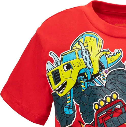 Vista 6 de Blaze and the Monster Machines Stripes Zeg Blaze - Camiseta sin mangas y pantalones cortos para bicicleta, conjunto de 3 piezas de felpa francesa