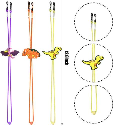 Vista 2 de ZXSWEET 8 correas ajustables antideslizantes de dinosaurio para gafas para niños y niñas