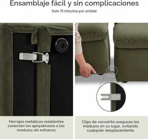 Vista 7 de mopio Sofá Seccional Modular de Gran Tamaño con Fundas Completamente Removibles y Almacenamiento, Convertible en U, Forma de L y Seccional Cama