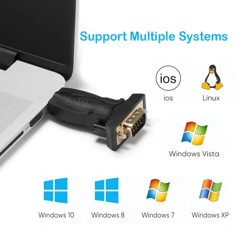 Vista 11 de Adaptador USB a RS232 con chipset FTDI, USB a RS232 macho DB9 convertidor serie para caja registradora, módem, escáner, maquinaria industrial, CNC