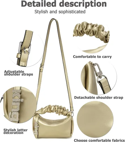 Vista 5 de KingTo Bolso pequeño de hombro para mujer, bolso de mano suave de diseñador en la nube, bolso cruzado ligero