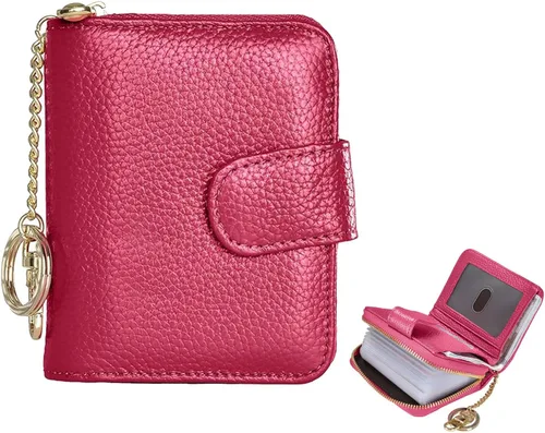 Vista 9 de Beurlike billetera de cuero, con tarjetero con bloqueo RFID, organizador, billetera segura para mujer