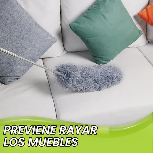 Vista 5 de IVYROLL Plumero con poste de extensión para limpieza (kit de 2 cabezales de microfibra), plumero de plumas de 100 pulgadas de largo para techos