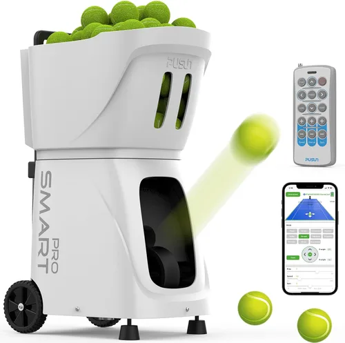 Vista 9 de PT-Smart Pro - Máquina de pelotas de tenis, lanzador de pelotas de tenis de pádel con control de aplicación/control remoto/iWatch, capacidad de 115