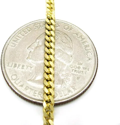 Vista 4 de Giorgio Bergamo Cadena cubana Miami de oro amarillo de 14 quilates de 0.039 in a 0.098 in, paño de microfibra gratis, collar de eslabones