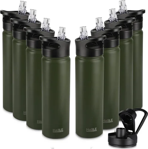 Vista 79 de HASLE OUTFITTERS Botella de agua aislada de 22 onzas, botella de agua de acero inoxidable de doble pared de boca ancha con tapa de popote y tapa
