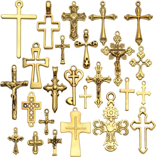 Vista 6 de Mixed Crosses Charms Pendants Jewelry Findings for Making Bracelet and Necklace Plata