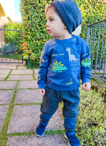 Vista 4 de DISAUR Ropa para niño pequeño, ropa para bebé, otoño e invierno, sudadera con capucha impresa con letras y pantalones largos, Blue2