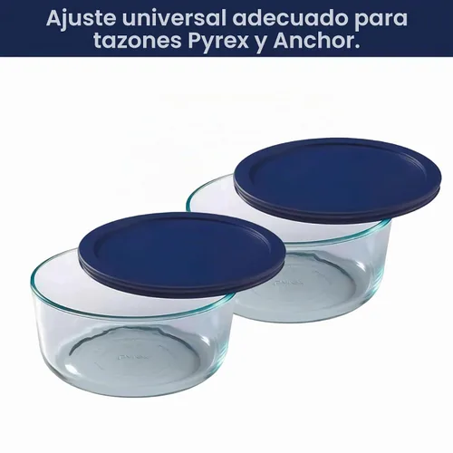 Vista 4 de Wood Grip - Tapas de repuesto compatibles con recipientes de vidrio Pyrex - Tapas duraderas a prueba de fugas - Se adapta a cuencos redondos