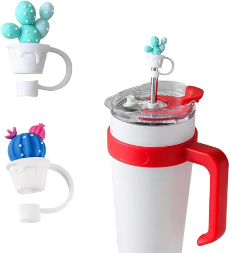Vista 13 de WELTAZ Juego de 2 fundas de paja de manzana para Stanley Cup, color rojo, 0.394 in de diámetro, aptas para lavavajillas, fundas reutilizables