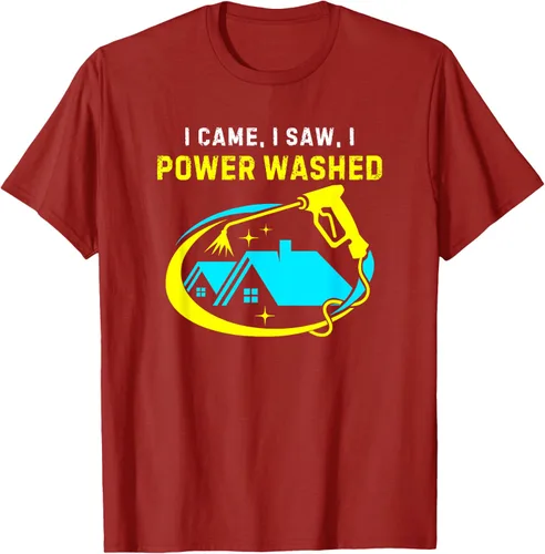 Vista 3 de Camiseta con texto en inglés "I Came, I Saw, I Power Washed Funny Power Washing", Negro