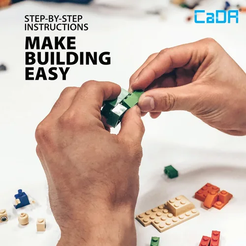 Vista 5 de CADA Bricks Kit de construcción de excavadora – Juguete de construcción de 467 piezas, brazo funcional, cubo de trabajo, rotación de 360°