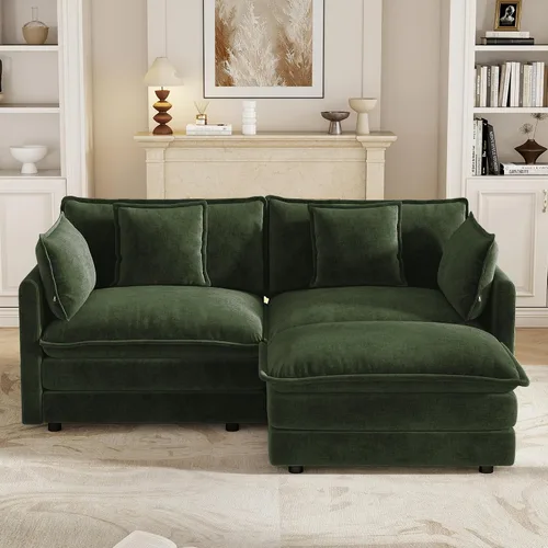 Vista 14 de Sofá modular de felpilla de 111.4 pulgadas, moderno juego de sofá de 3 asientos con asiento profundo, cómodo sofá nube con cojín de espuma doble