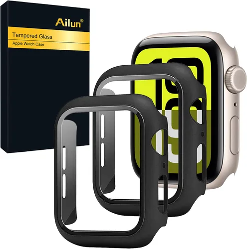 Vista 12 de Ailun Funda protectora de pantalla para Apple Watch Series 9, 8 y 7 [1.61 pulgadas], carcasa rígida ultrafina de policarbonato integrado con vidrio