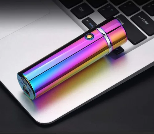 Vista 7 de Encendedor eléctrico de triple arco USB - Encendedor recargable sin llama a prueba de viento - Multicolor