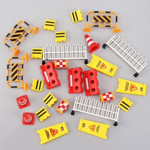 Vista 2 de gofidin 62PCS Mini Conos De Tráfico Calle Escena Modelo Carretera Carretera Bloque Cercas Estacionamiento Barra Transversal Enseñanza Temprana Niños