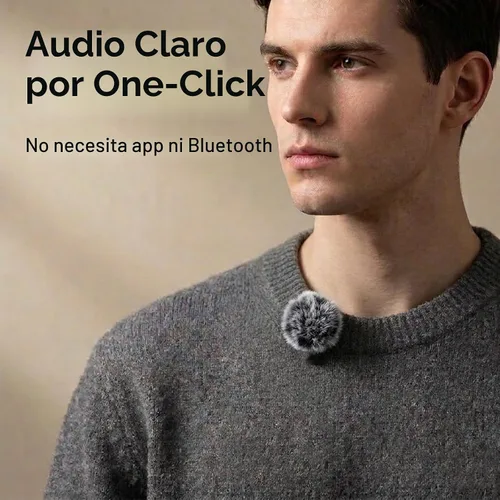 Vista 2 de Caiord Micrófono Lavalier inalámbrico para iPhone Android, creador de Negro