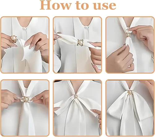 Vista 72 de 4 piezas de clip de anillo de bufanda para mujer, broche de perlas y flores, hebilla de metal para chal, accesorios de decoración para damas y niñas