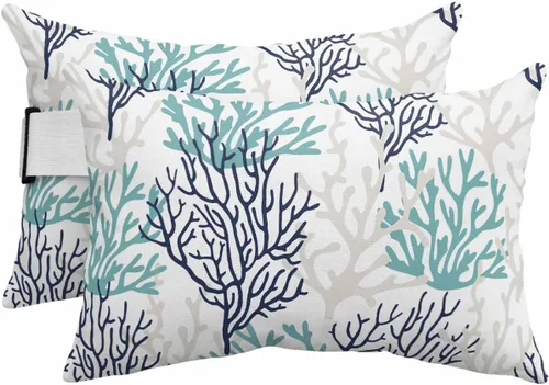 Vista 8 de PIEPLE Blue Flower - Almohada rectangular para reposacabezas para exteriores e interiores, 11 x 16 pulgadas, relleno de poliéster, impermeable
