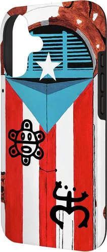 Vista 2 de Funda con diseño de bandera de Puerto Rico Coqui Sun Taíno, Boricua Pride Cover Case para iPhone 17