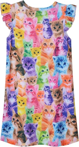 Vista 2 de Camisón de princesa para niñas, vestido de pijama de algodón con mangas de unicornio y gato