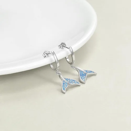 Vista 3 de Aretes de plata de ley 925 para mujer, aretes hipoalergénicos, Plata de ley, Circonia cúbica