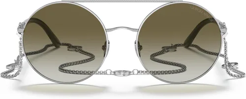 Vista 3 de GIORGIO ARMANI Woman Sunglasses Silver Frame, Gradient Green Lenses, 56MM