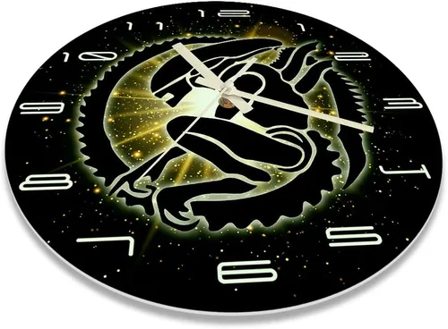 Vista 9 de The Geeky Days Alien Xenomorph Reloj que brilla en la oscuridad, funciona con pilas, silencioso de cuarzo, película de ciencia ficción, luminoso, 12