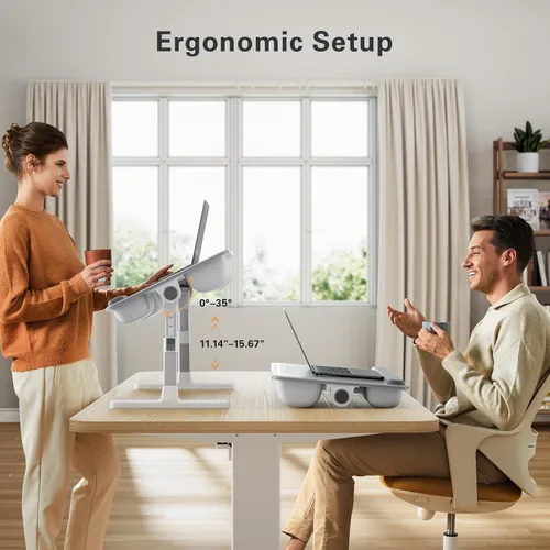 Vista 11 de HUANUO Escritorio para Cama y Computadora Portátil, Bandeja para Computadora Portátil para Cama, Sofá, Escritorio de Regazo para Trabajar, Comer