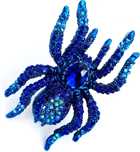 Vista 3 de CYPINA Joyería de regalo con diseño de araña de cristal azul realista, diseño de escarabajo, diseño de araña, regalo, 2.75''X3.35'', Vidrio, cristal