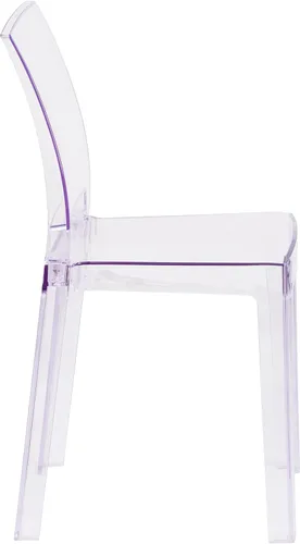 Vista 6 de Flash Furniture Silla Emilie Ghost con respaldo cuadrado en cristal transparente