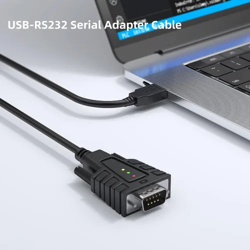 Vista 3 de DriverGenius Cable adaptador USB a serie RS232 DB9 con 3 ledes - Prolific PL2303 - para Windows 11 y macOS 14 Sonoma (USB232A-B, 3 pies/3.3 ft)
