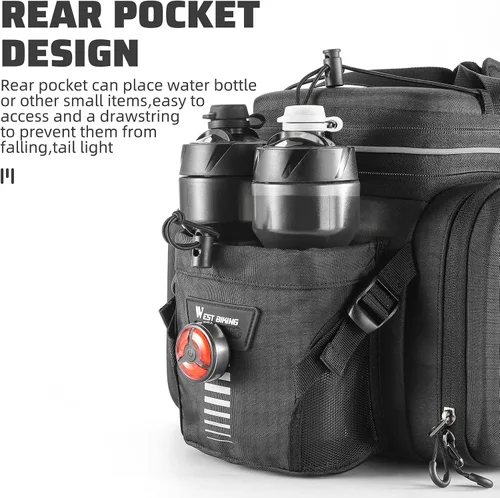 Vista 4 de Bolsas para bicicletas impermeables para el portaequipajes trasero Bolsa de alforjas de gran capacidad de 35L con fondo extra acolchado de espuma