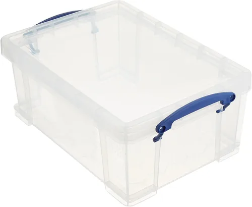Vista 8 de Really Useful Box - Contenedores de almacenamiento de plástico apilables de 9 litros con tapa de cierre y asas con clip incorporado