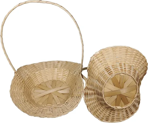 Vista 5 de CalCastle Craft Cestas de bambú con asa, cestas de regalo, cestas tejidas para pan, cestas para servir alimentos, material de bambú natural