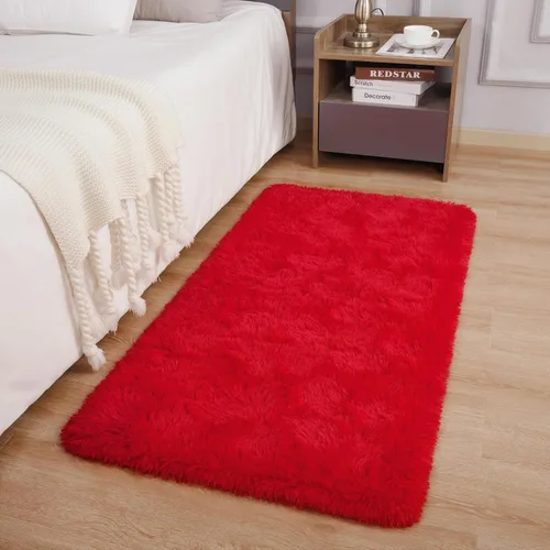 Vista 27 de DETUM Alfombra pequeña de 2 x 3 pies para dormitorio, Kicthen entrada, pasillo, lavable, antideslizante, color borgoña, alfombras de felpa